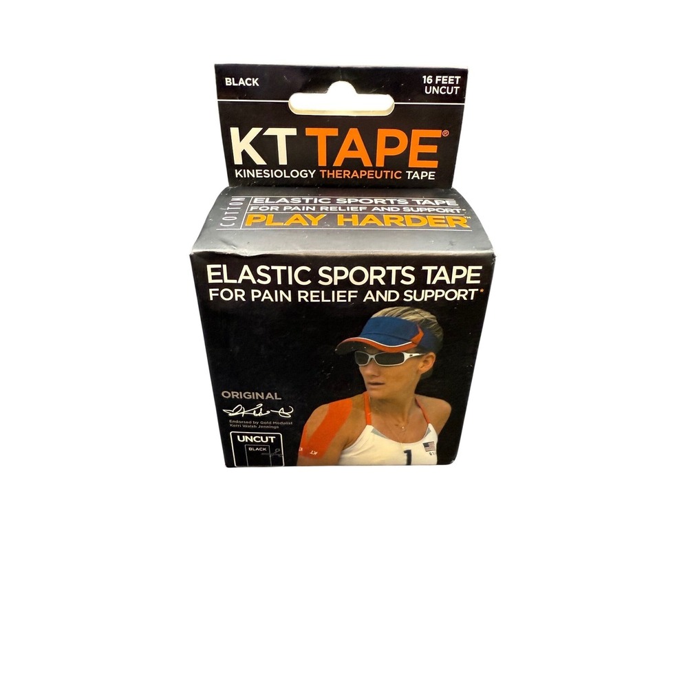 KT Tape Original Elastic Sports Tape Black 16 Feet Uncut Kinesiology Therapeutic